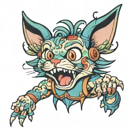 90s cartoon character tattoo design idea