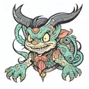 90s cartoon character tattoo design idea