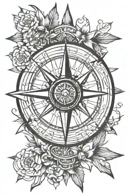 Compass arrowhead flying to target tattoo design idea