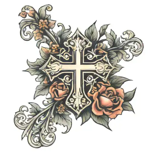 Unique cross Matthew 6:14 on arm tattoo design tattoo design idea