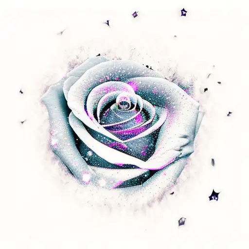 manly black rose with galaxy background without borders on forearm tattoo design idea