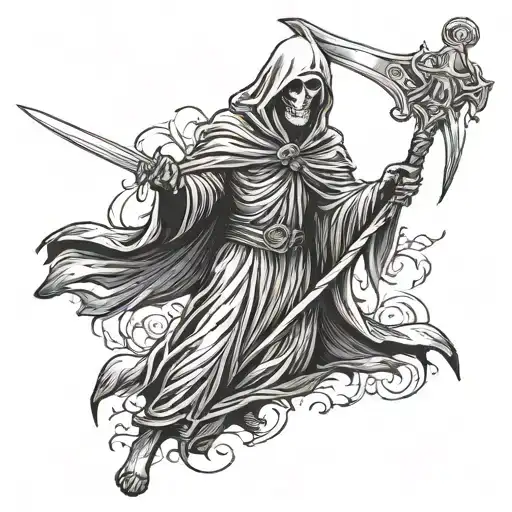 Grim Reaper with a sword tattoo design idea