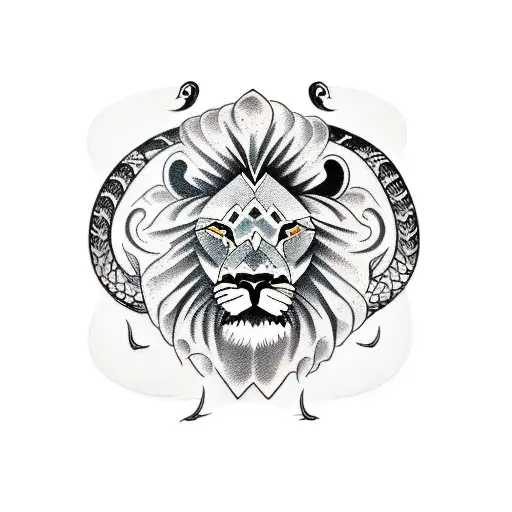 a lion, a snake, an eagle and a badger tattoo design idea