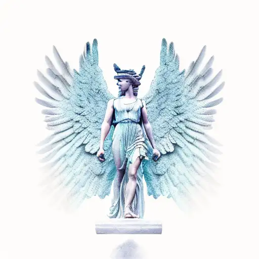 winged victory of somerthrace statue tattoo design idea
