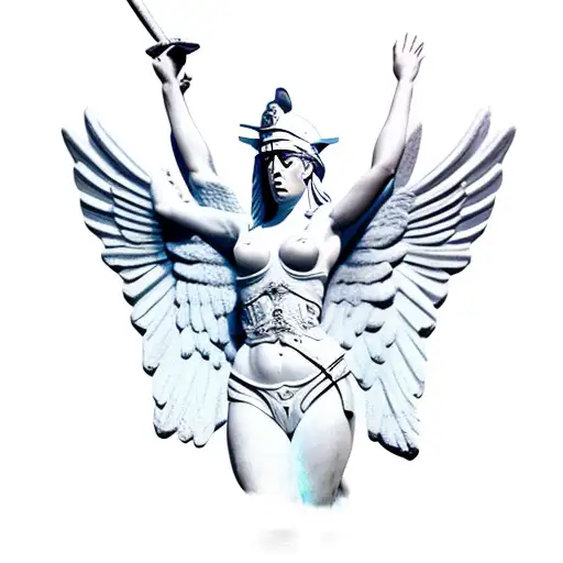 Esdeath as winged victory of somerthrace statue tattoo design idea