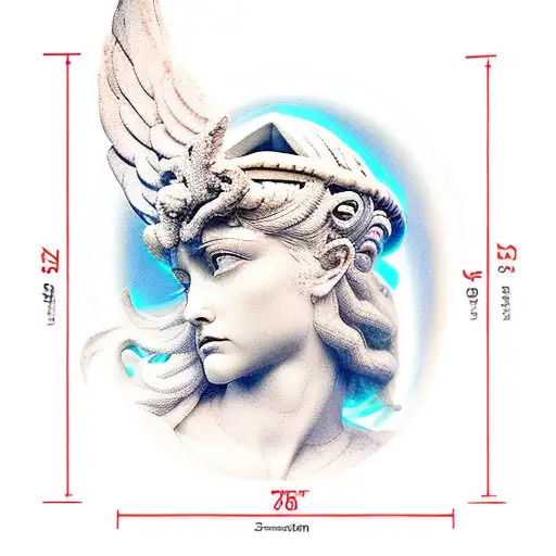 Esdeath as winged victory of somerthrace statue tattoo design idea