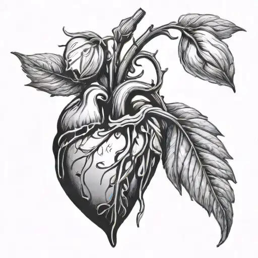 bleeding heart flower growing tattoo design idea