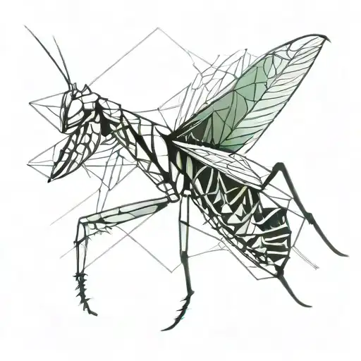 praying mantis tattoo design idea