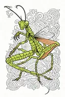 praying mantis tattoo design idea