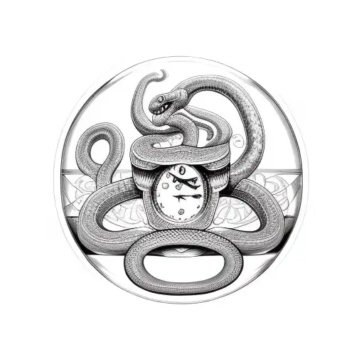snake going around an hourglass tattoo design idea