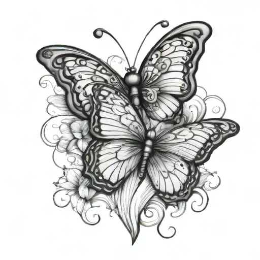 heart butterfly 6 9  tattoo design idea