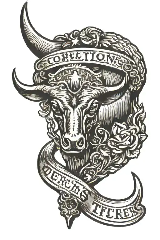 Corrections officer badge and texas long horn  tattoo design idea