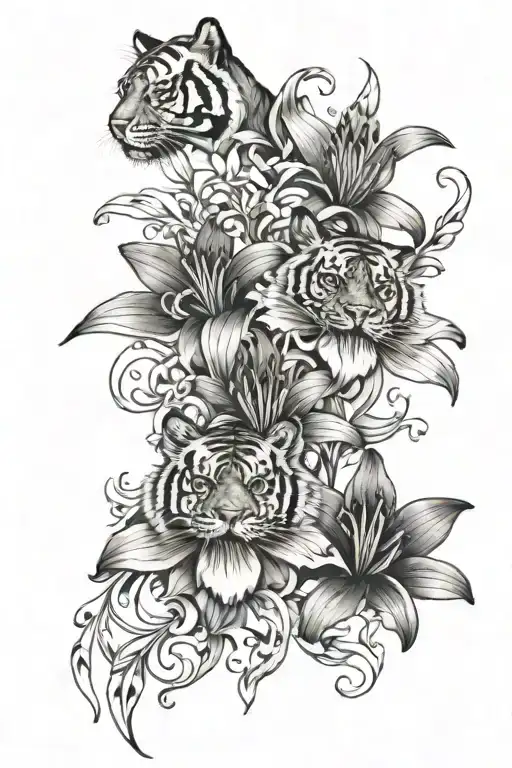 tiger lillies, water Lillie's, foliage tattoo design idea