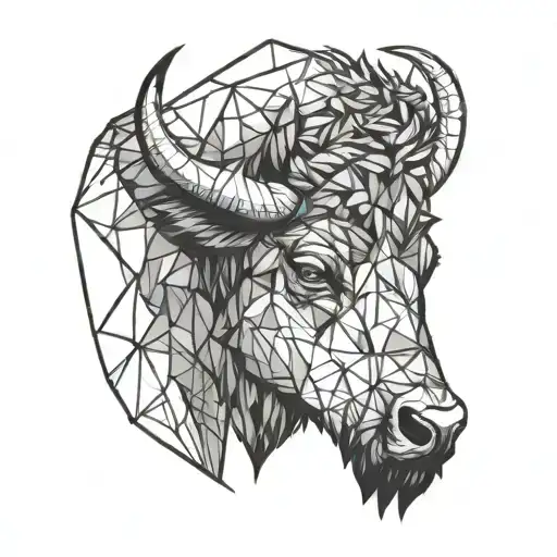 bison head tattoo design idea