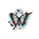 crow with butterflies tattoo design idea