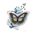 crow with butterflies tattoo design idea