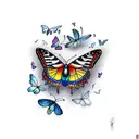 crow with butterflies tattoo design idea