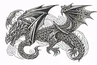 dragon flying tattoo design idea