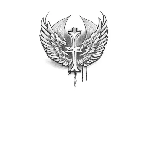 a cross with wings tattoo design idea