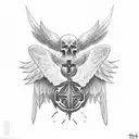 cross with wings with number 45 on it and a football tattoo design idea