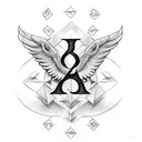 cross with wings with number 45 on it and a football tattoo design idea