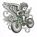 Cherub riding a bmx bike tattoo design idea