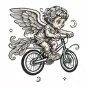 Cherub riding a bmx bike tattoo design idea