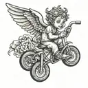 Cherub riding a bmx bike tattoo design idea