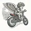 Cherub riding a bmx bike tattoo design idea