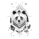bear with forest tattoo design idea