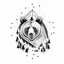 bear with forest tattoo design idea