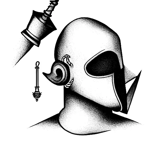 knight chess piece with overhead earphones  tattoo design idea