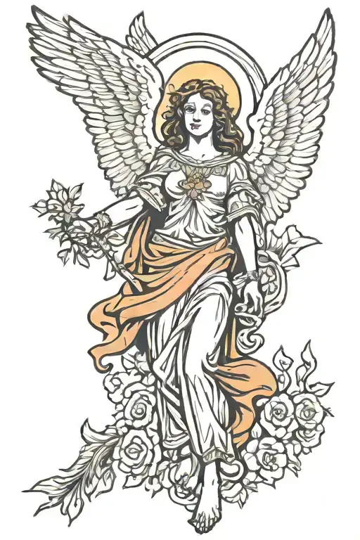 biblical angel tattoo design idea