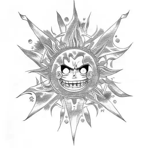 luffy gear 5 sun god tattoo design idea