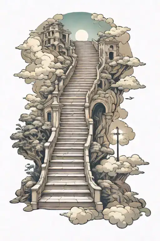 stairs going into heaven tattoo design idea