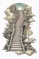 stairs going into heaven tattoo design idea