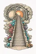 stairs going into heaven tattoo design idea
