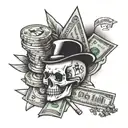 Hustle, Grind, Money tattoo design idea