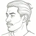 Austin Matthews from the Toronto Maple Leafs, hockey player, nhl, black hair slicked back, thinning hair, thin mustache  tattoo design idea