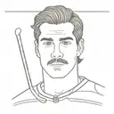 Austin Matthews from the Toronto Maple Leafs, hockey player, nhl, black hair slicked back, thinning hair, thin mustache  tattoo design idea