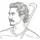 Austin Matthews from the Toronto Maple Leafs, hockey player, nhl, black hair slicked back, thinning hair, thin mustache  tattoo design idea