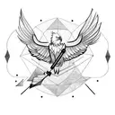 abstract eagle with arrow tattoo design idea