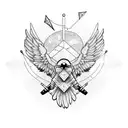 abstract eagle with arrow tattoo design idea