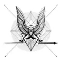 abstract eagle with arrow tattoo design idea
