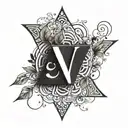 For a minimalist tattoo design, consider a sleek 'V' for the Vegan symbol with the name "Vihaan" underneath it, written  tattoo design idea