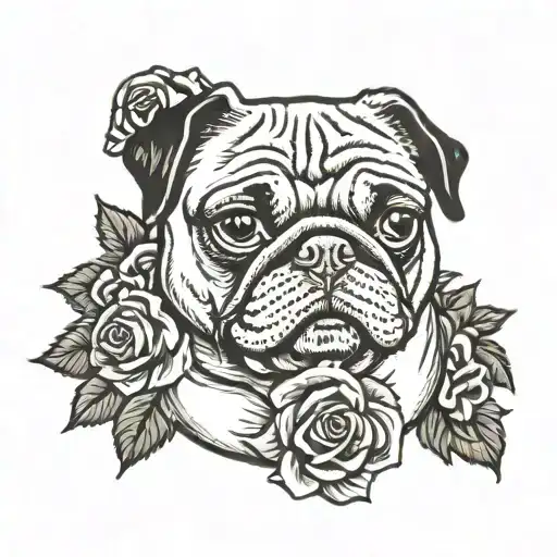 pug dog tattoo design idea