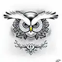 owl with the emblem of Ukraine  tattoo design idea