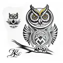 owl with the emblem of Ukraine  tattoo design idea