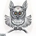 owl with the emblem of Ukraine  tattoo design idea