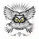 owl with the coat of arms of ukraine in the eye tattoo design idea